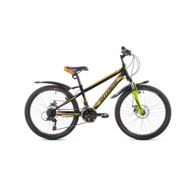 Велосипед 24" Intenzo Dakar Disk 11" черно-оранжевый с зеленым