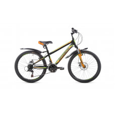 Велосипед 24" Intenzo Forsage Disk 11" черно-зеленый с оранжевым