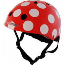 Шлем детский Kiddimoto красный в белый горошек, размер S 48-53см
