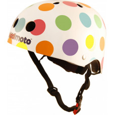 Шлем детский Kiddimoto белый в цветной горошек, размер M 53-58см