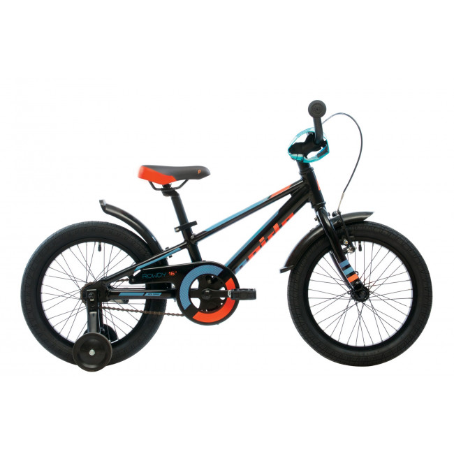 Велосипед 16" Pride ROWDY черный/голубой/оранжевый