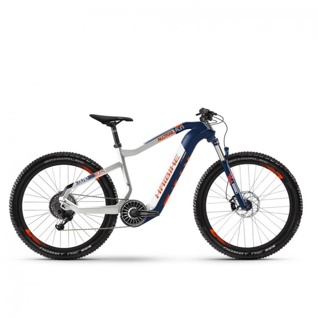 Электровелосипед HAIBIKE XDURO AllTrail 5.0 Carbon FLYON i630Wh 11 s. NX 27.5", рама L, сине-бело-оранжевый, 2020