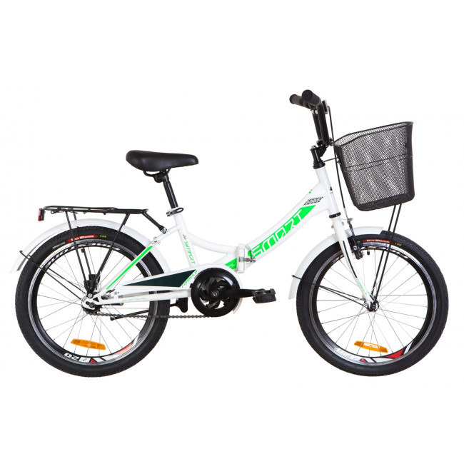 Велосипед 20" Formula SMART 14G St с багажником зад St, с крылом St, с корзиной St 2019 (бело-зеленый ) 