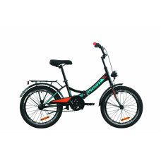 Велосипед 20" Formula SMART с багажником зад St, с крылом St, с фонарём 2020 (черно-оранжевый с бирюзовым (м)) 