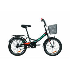 Велосипед 20" Formula SMART с корзиной 2020 (черно-оранжевый с бирюзовым (м)) 