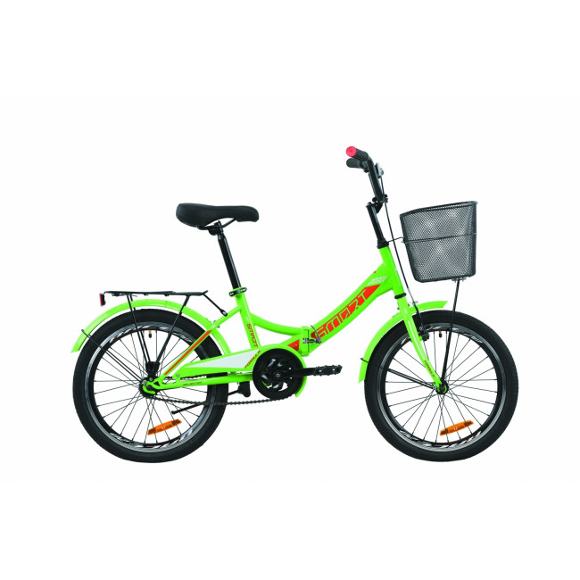Велосипед 20" Formula SMART с корзиной 2020 (зелено-красный с белым) 