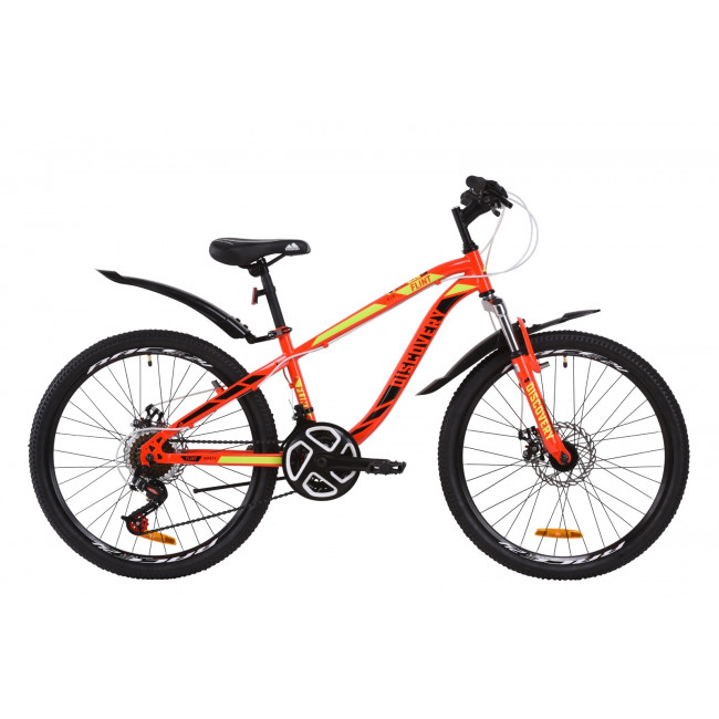 Велосипед 24" Discovery FLINT AM DD 2020 (красно-черный с салатовым) 