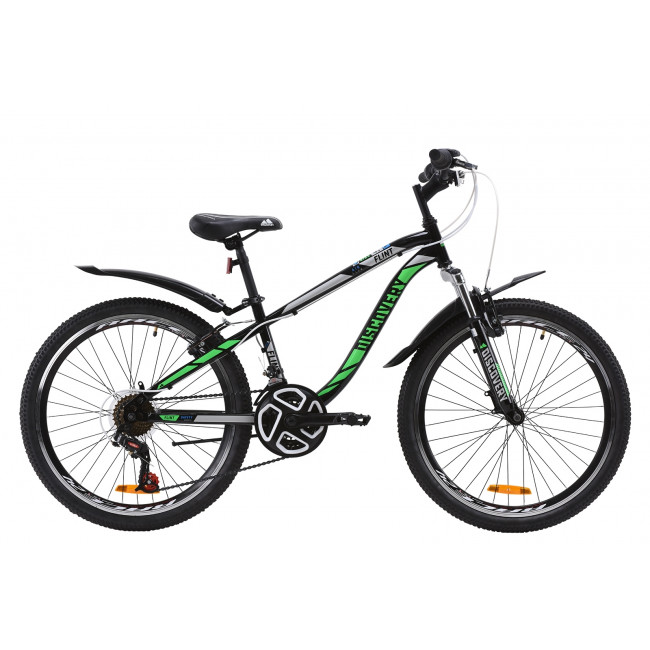 Велосипед 24" Discovery FLINT AM VBR 2020 (серебристо-черный с салатовым) 