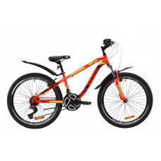 Велосипед 24" Discovery FLINT AM VBR 2020 (красно-черный с салатовым) 