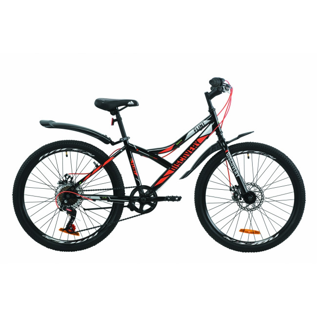 Велосипед ST 24" Discovery FLINT DD с крылом Pl 2020 (черно-оранжевый с серым) 