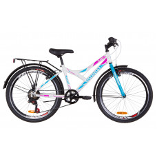Велосипед 24" Discovery FLINT MC 14G Vbr St с багажником зад St, с крылом St 2019 (бело-голубой с розовым) 