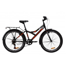 Велосипед ST 24" Discovery FLINT Vbr с багажником зад St, с крылом St 2020 (черно-оранжевый с серым) 