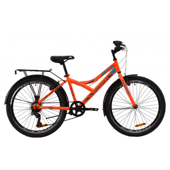 Велосипед ST 24" Discovery FLINT Vbr с багажником зад St, с крылом St 2020 (оранжево-бирюзовый с серым) 