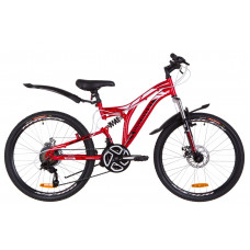 Велосипед 24" Discovery ROCKET AM2 14G DD St с крылом Pl 2019 (красно-белый с черным) 