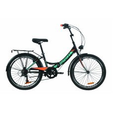 Велосипед 24" Formula SMART 7 с багажником зад St, с крылом St, с фонарём 2020 (черно-оранжевый с бирюзовым (м)) 