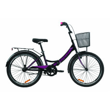 Велосипед 24" Formula SMART с корзиной 2020 (черно-фиолетовый) 