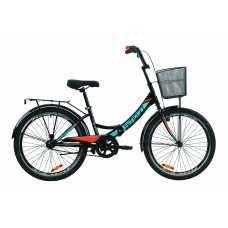 Велосипед 24" Formula SMART с корзиной 2020 (черно-оранжевый с бирюзовым (м)) 