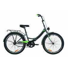 Велосипед 24" Formula SMART с багажником зад St, с крылом St, с фонарём 2020 (серо-зелёный с черным (м)) 