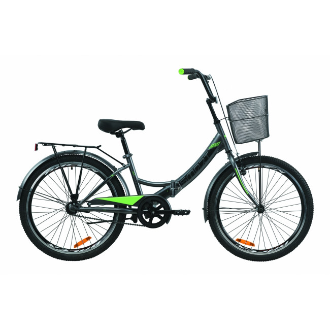 Велосипед 24" Formula SMART с корзиной 2020 (серо-зелёный с черным (м)) 