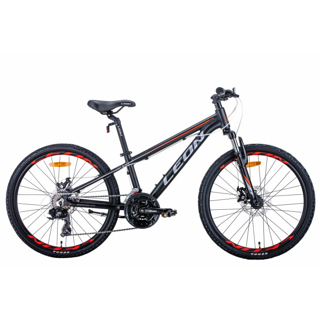 Велосипед 24" Leon JUNIOR AM DD 2021 (черно-оранжевый с серым (м)) 