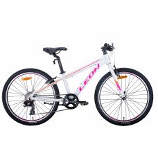 Велосипед 24" Leon JUNIOR 2021 (бело-малиновый с оранжевым) 