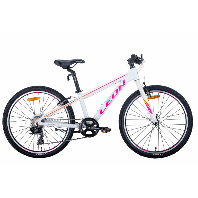 Велосипед 24" Leon JUNIOR 2021 (бело-малиновый с оранжевым) 