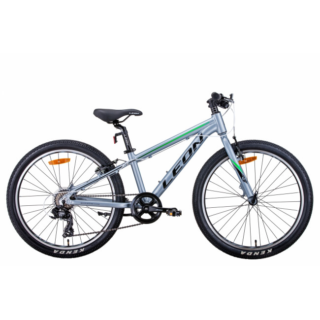 Велосипед 24" Leon JUNIOR 2021 (серебристо-черный с зеленым) 