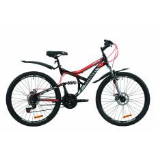 Велосипед 26" Discovery CANYON DD 2020 (черно-красный с серым) 