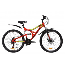 Велосипед 26" Discovery CANYON DD 2020 (красно-салатовый с черным) 
