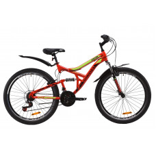 Велосипед 26" Discovery CANYON 2020 (красно-салатовый с черным) 