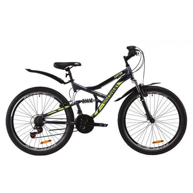 Велосипед 26" Discovery CANYON 2020 (серо-салатный с черным) 