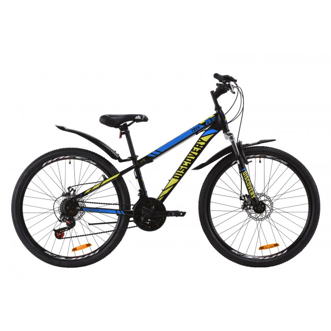 Велосипед 26" Discovery TREK DD 2020 (черно-зеленый с синим (м)) 