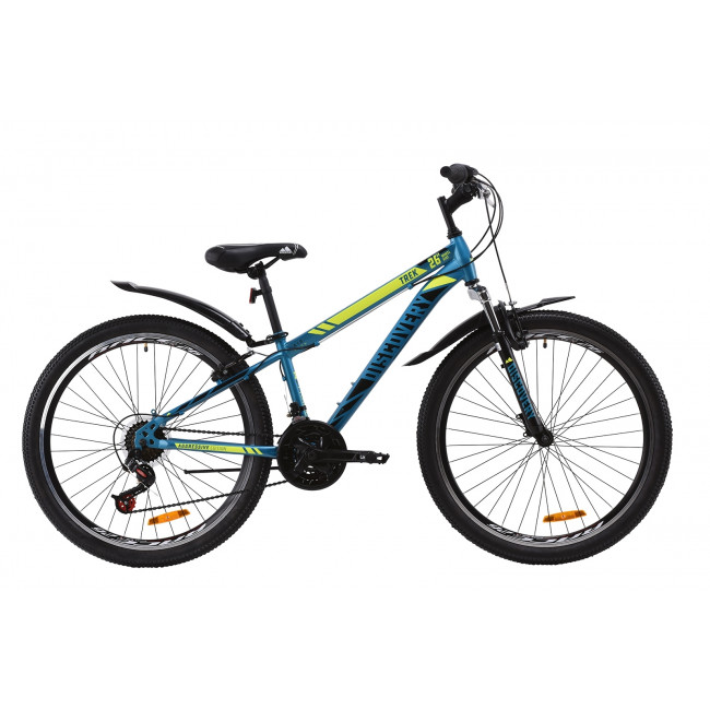 Велосипед ST 26" Discovery TREK AM Vbr с крылом Pl 2020 (малахитовый с желтым (м)) 