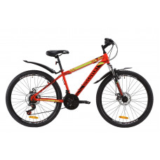 Велосипед ST 26" Discovery TREK AM DD с крылом Pl 2020 (красно-черный с салатовым) 