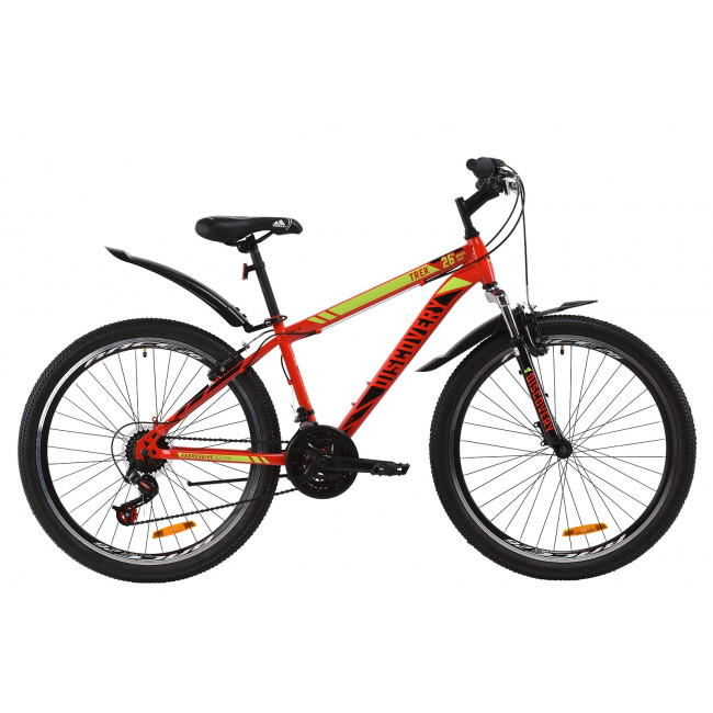 Велосипед ST 26" Discovery TREK AM Vbr с крылом Pl 2020 (красно-черный с салатовым) 