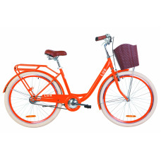 Велосипед 26" Dorozhnik LUX 14G St с багажником зад St, с крылом St, с корзиной Pl 2019 (оранжевый ) 