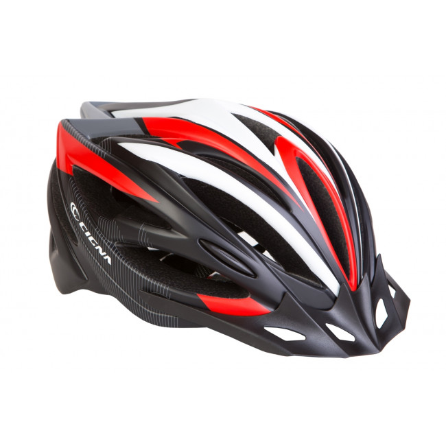 Шлем велосипедный с козырьком CIGNA WT-068 черно-бело-красный (черно-бело-красный) 